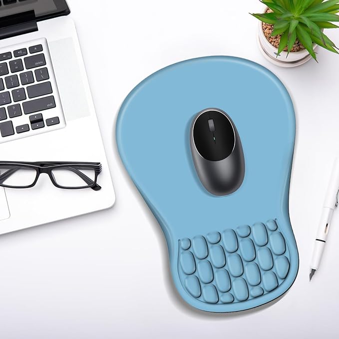 YIWEI Ergonomic Mouse Pad with Wrist Rest for Carpal Tunnel Pain Relief | Memory Foam Wrist Support,Non-Slip Rubber Base, Keyboard Computer Mousepad,Lycra Cloth Surface,Gaming Home Office