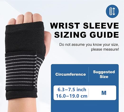 Palm Brace Wrist Support Sleeves (1 Pair), Everyday Use Wrist Brace, Compression Carpal Tunnel for Wrist Pain Relief, Fitness Gloves, Sports Glove, Wrist Brace for Men and Women (Black with straps)