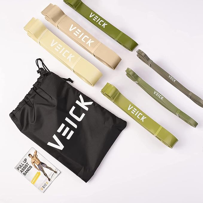 VEICK Pull Up Assist Resistance Bands for Home Gym | 100% Natural Latex, Non Slip Leather Texture, Space Saving, Versatile for Full Body Training, Home Gym