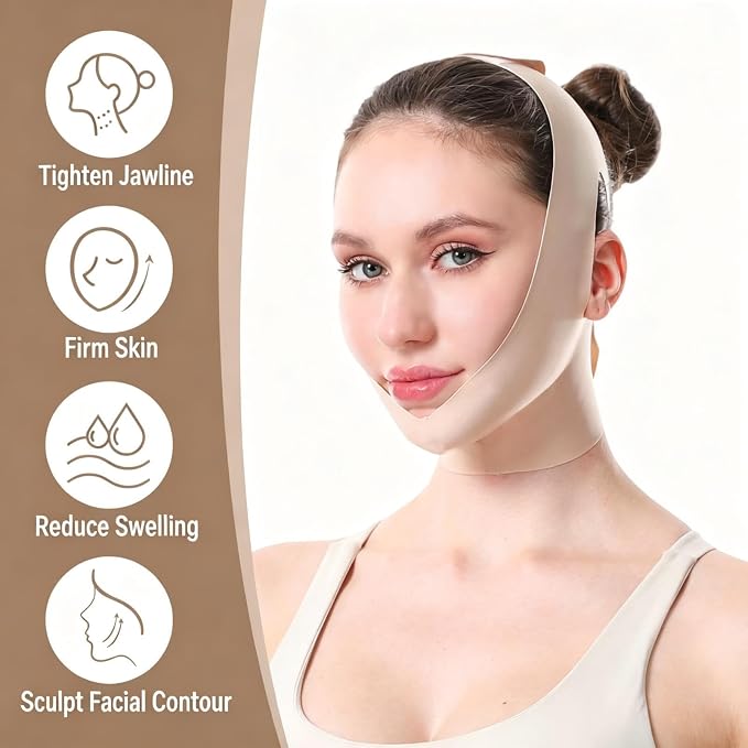 Chin Strap for Sleeping,V Line Face Lift Belt Sleep Wearable,Double Chin Remover Jawline Sculptor,Anti Sagging Facial Contouring