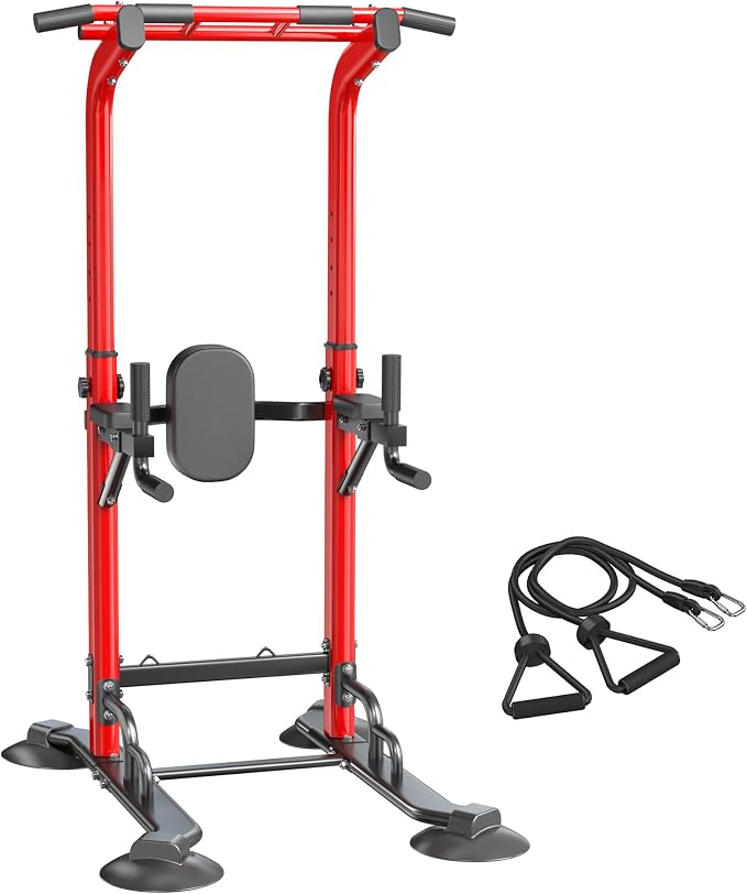SogesPower Pull Up Bar Station Power Tower,12-Level Adjustable Heights | 66.1" to 94.5"Pull Up Dip Station for Home Gym, Pull Up Bar Stand Dip Bar Strength Training Fitness Equipment