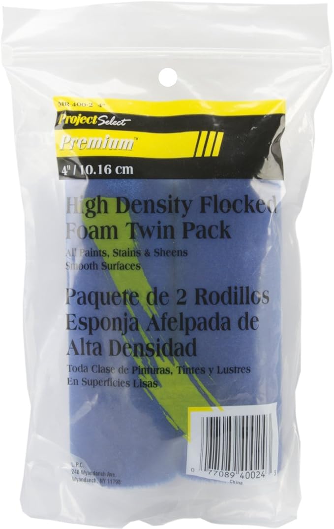 J.R. Edwards Flocked Foam Mini Roller, 4-Inch, 2-Pack
