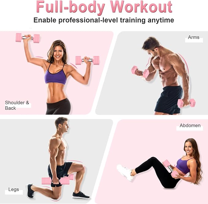 Hezeyferg 30.8LB Adjustable Dumbbell Set, Hand Weights Set for Home Gym | Each Adjustable Weight Dumbbell with 6 Levels 4.4/6.6/8.8/11/13.2/15.4lb, for Women/Men Full Body Workout