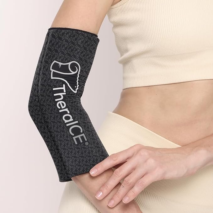 TheraICE Elbow Ice Pack Wrap PRO, Compression Sleeve for Tennis Elbow | FocusZone Extra Cooling, Forearm & Arm Ice Sleeve for Bursitis, Tendonitis Relief