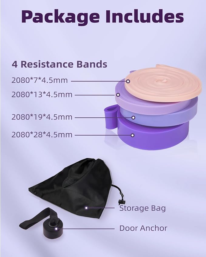 Fitense Resistance Bands Set - Pull Up Bands for Men Women, Exercise Bands Resistance with Door Anchor, Training Poster & Pouch for Body Stretching, Pull Up Assist