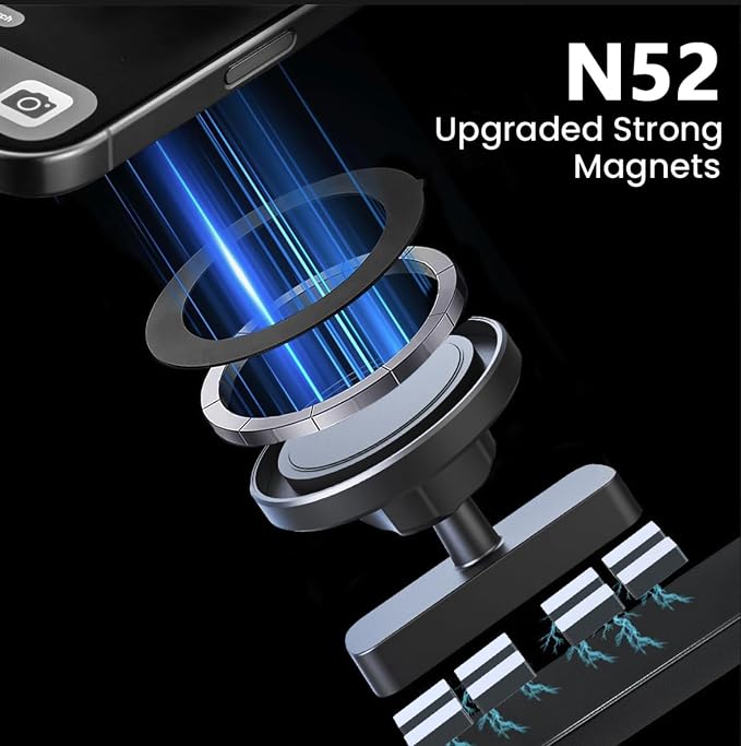 Magnetic Phone Holder for Gym Mirror | Dual-Sided 360° Adjustable Mount, Strong Suction Wall Mount, Hands-Free Workout Stand, All Smartphones Compatible