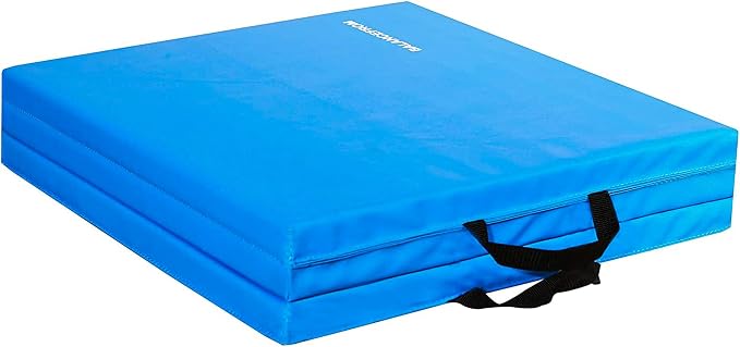 BalanceFrom 6x2 Feet 3-Panel Folding Gymnastics Mat – 1.5-Inch Thick Pad with Vinyl Surface and Carrying Handles for Tumbling, Yoga, Pilates, Home Workouts, and Martial Arts