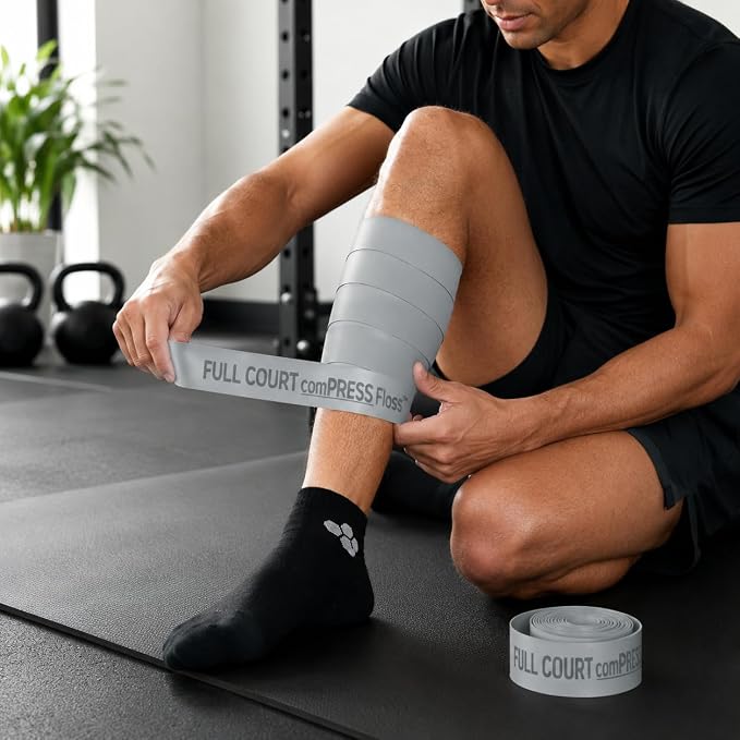 Extra Long Compression Floss Band, 14.8 ft x 2 in Natural Latex Mobility Band for Warm-Up, Recovery, Joint Support, Knees, Ankles, Elbows & Shoulders