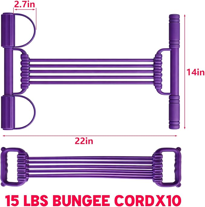 3 in 1 Adjustable Pedal Resistance Band, 8-Tube Multifunction Tension Rope, Natural Latex sit-up Trainer Resistance Band Suitable for Fat Loss and Full-Body Shaping Workout