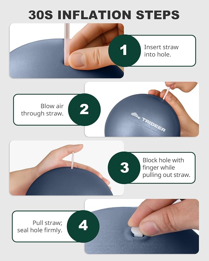 Trideer Yoga Ball for Exercise, Pilates, Core & Balance Training, Stability Ball for Pregnancy & Birthing Prep, Physical Therapy, Daily Stretching, Office Chair for Active Sitting, Quick Pump Included