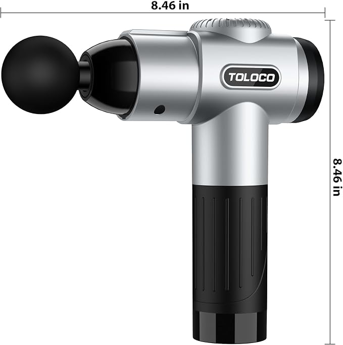 TOLOCO Massage Gun, Muscle Massage Gun Deep Tissue for Athletes with 10 Massage Heads, Electric Percussion Massager for Any Pain Relief, Fathers Day Dad Gifts, Silver