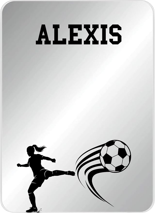 Personalized Sports Player Fan Team Club Locker Mirror Magnet – Back to School Decor, Colorful Magnetic Organizer Accessory for Gym, Home, Office & Refrigerator (Soccer Female)