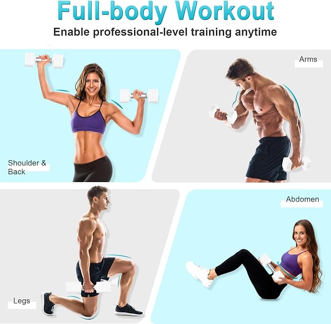 Hezeyferg 30.8LB Adjustable Dumbbell Set, Hand Weights Set for Home Gym | Each Adjustable Weight Dumbbell with 6 Levels 4.4/6.6/8.8/11/13.2/15.4lb, for Women/Men Full Body Workout