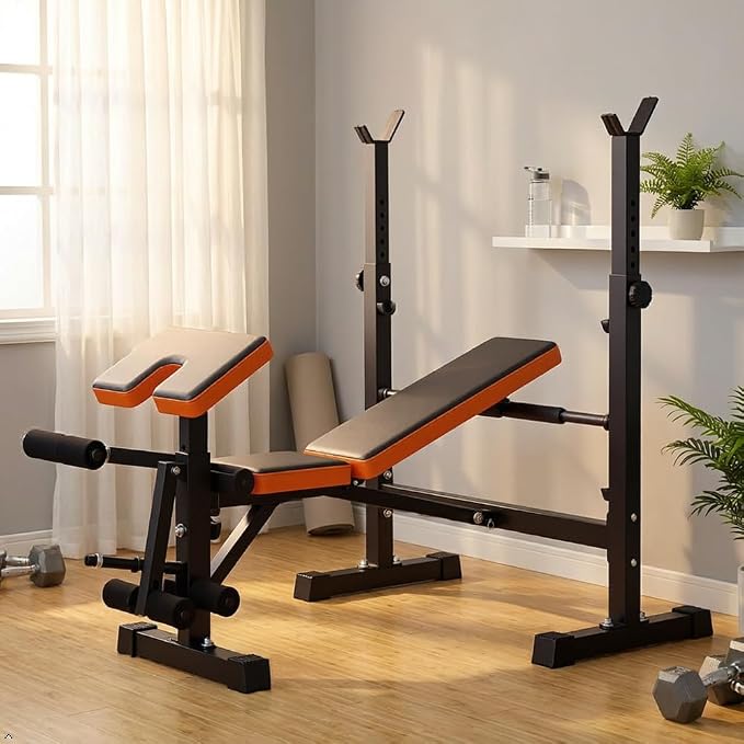 YOLEO 1+X Olympic Weight Bench Set with Rack, Upgraded Roman Chair, Preacher Curl & Leg Extension, 1870LBS Foldable Bench Press System for Full Body & Posterior Chain Training Home Gym