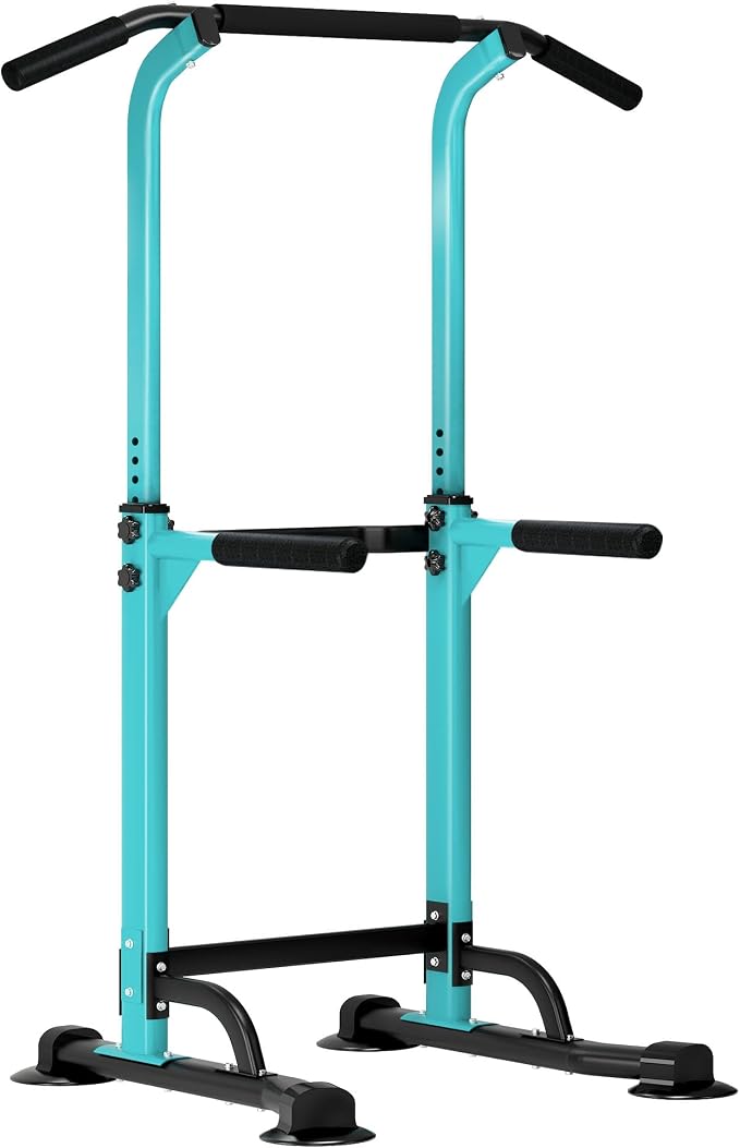 DlandHome Power Tower Pull Up Bar Dip Station,Adjustable Height Dip Stand | Multi-Function Fitness Equipment for Strength Training Home Gym,Stable Steel Frame for Pull Ups Dips Push Ups,Supports 330LBS