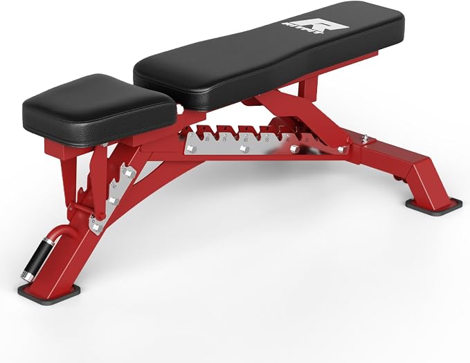 RitFit Adjustable/Foldable Utility Weight Bench for Home Gym | Incline Decline Flat, Multi-Position Backrest & Seat, Full Body Strength Training with Heavy Duty Steel Frame, Foldable