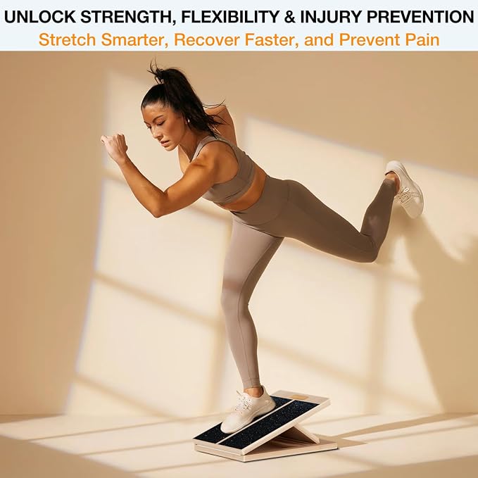 TEMI Slant Board for Calf-Stretching - Wooden Incline Wedge Stretcher for Squats, Foot & Ankle Mobility, Portable Fitness Equipment, Balance Block for Heel Stretch