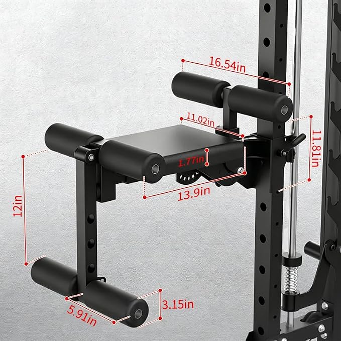JEEKEE Rack Mounted Leg Extension & Curl Attachment, Compatible with 1" Hole 2x2/2x3/3x3 Power Racks, Multi-Function Gym Accessory for LAT Pulldown, Chest Row, Leg Training
