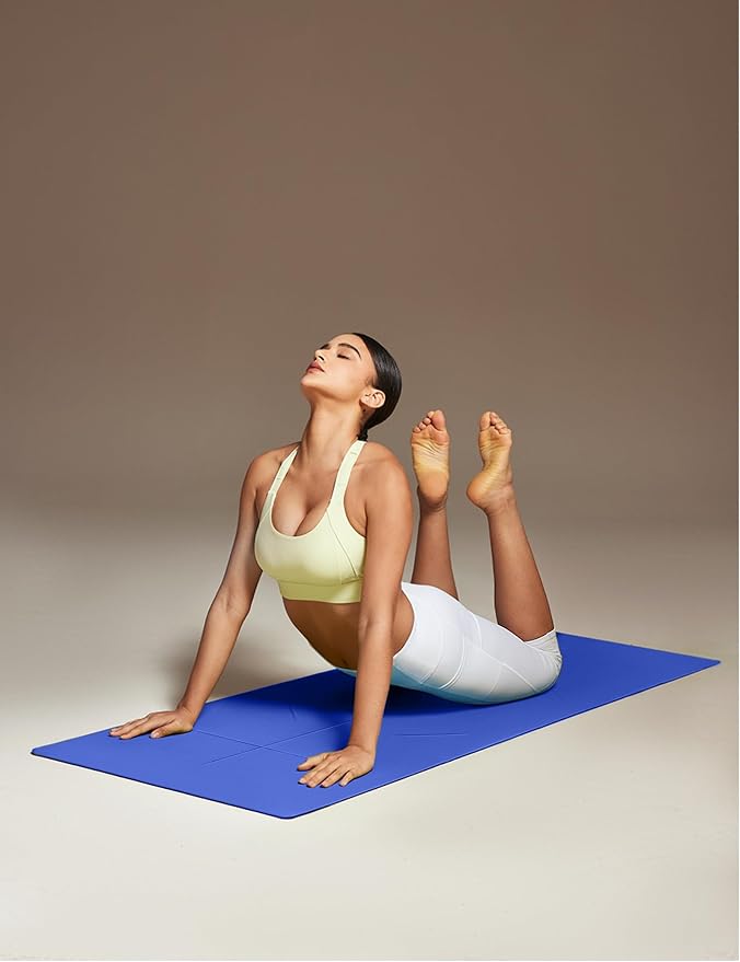 Heathyoga Yoga Mat Non Slip TPE Pilates Exercise Mats for Home Workout Gym Fitness Eco Friendly Thick Hot Yoga Mat with Strap Body Alignment,72"x 26" Thickness 1/4"