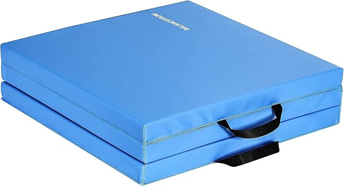 BalanceFrom 6x2 Feet 3-Panel Folding Gymnastics Mat – 2-Inch Thick Pad with Vinyl Surface and Carrying Handles for Tumbling, Yoga, Pilates, Home Workouts, and Martial Arts