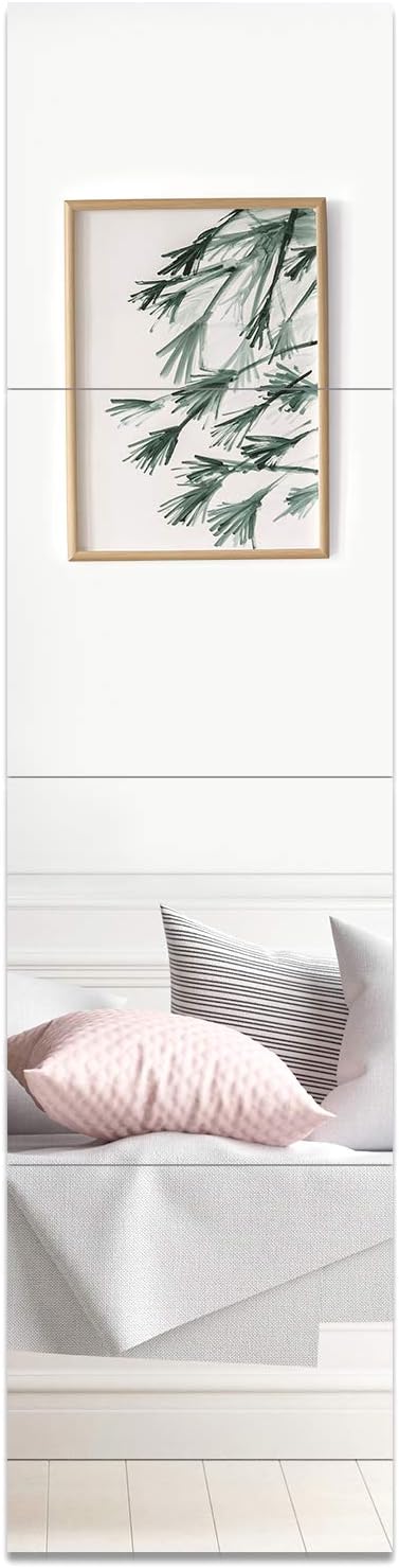 EVENLIVE Large Full Length Home Gym Mirror Tiles 4-Pack 14 Inch | Glass frameless self-adhesive mirror tiles for wall mirror mounted. Home gym accessory, door, bedroom. Easy stick on