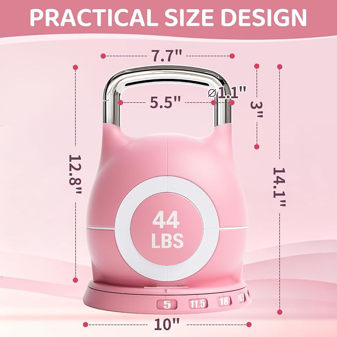 LIFERUN Adjustable Kettlebell Set with 7 Weight Levels, 22.5 lb or 44 lb | Quick-Change Weight Dial & Safety Lock, Space-Saving Design, Full-Body Workout & Cross-Training