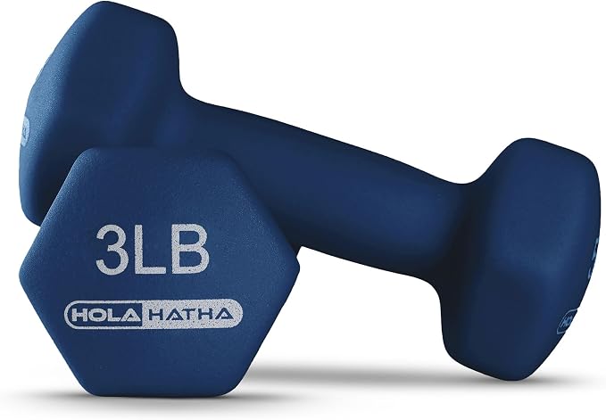 HolaHatha 1, 2 and 3 lb Neoprene Dumbbell Strength Training Weight Set with Rack