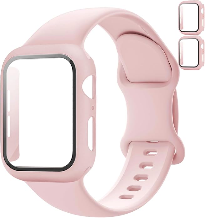 Sport Band and Case for Apple Watch Band 40mm 44mm 46mm 42mm 41mm 45mm 38mm iWatch Bands for Women/Men,Silicone Waterproof Strap with Cover Combo for Apple Watch Series 11 10 9 8 7 6 5 4 SE Ultra/2 3