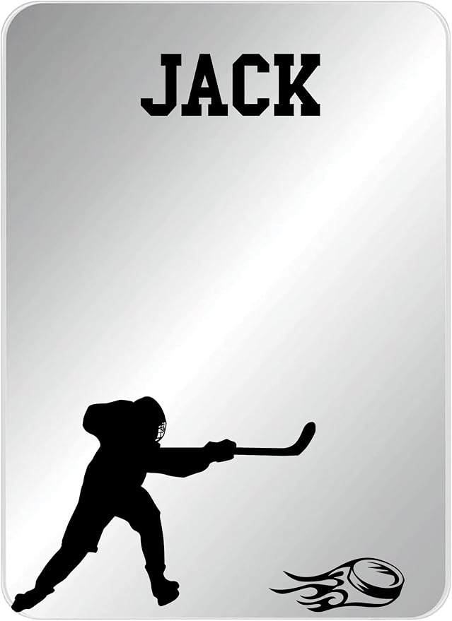 Personalized Sports Player Fan Team Club Locker Mirror Magnet – Back to School Decor, Colorful Magnetic Organizer Accessory for Gym, Home, Office & Refrigerator (Hockey)