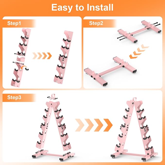 TomCare 6-Tier|5-Tier|4-Tier|2-Tier Dumbbell Rack Stand Only for Home Gym | Stable A-Frame, Fits 5–35 lb Dumbbells, Protective Padded Cradles, Adjustable Feet, Easy-Carry Handle (Stand Only)