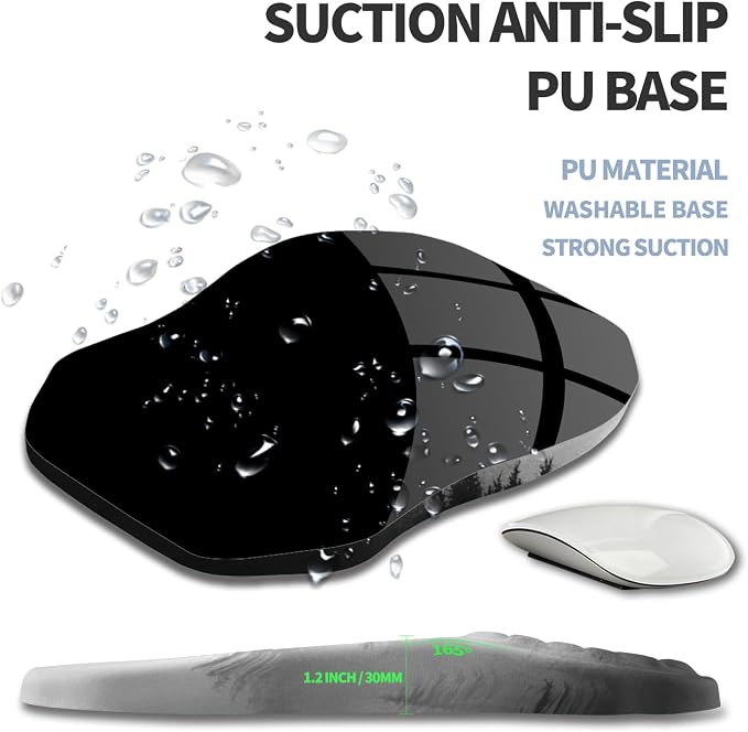 Ergonomic Raised Mouse Pad Wrist Support with Bilateral Slope Memory Foam Mousepad for Wrist Rest and Carpal Tunnel Pain Relief 11.8x7.9〃Forest