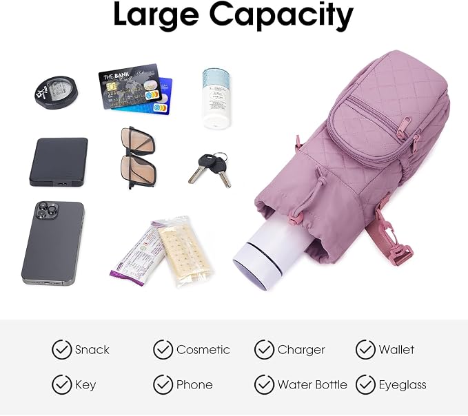 sportsnew 40oz Insulated Crossbody Water Bottle Bag Gym Hiking Phone Pocket | Water-resistant Lining, Padded Strap, Top Handle, Drawstring, Phone Pocket, Elastic Slots, Built-In Key Clip for Gym Walking