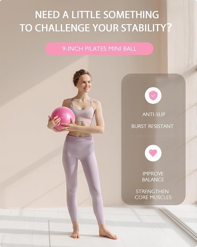 Pilates Ring Set 14" Magic Circle, 9" Mini Ball, Resistance Bands | Foam-Padded Fiberglass Pilates Ring, 400 lb Anti-Burst Ball, Latex Bands, Guide & Bag, Pilates Equipment Kit for Home Workout