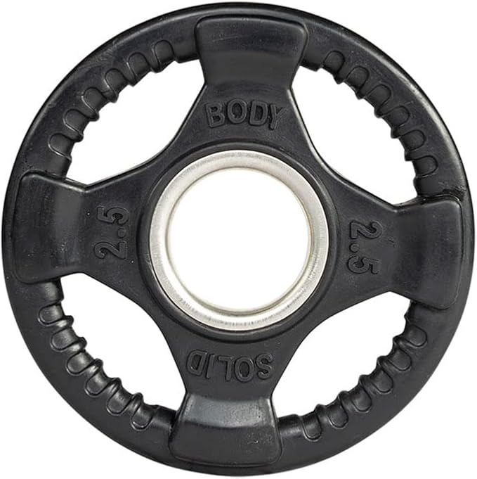 Body-Solid Rubber Coated Olympic Weight Plate (1), with Anti-Slip Grip - Perfect for Strength Training, Home Gym, and Barbell Workouts