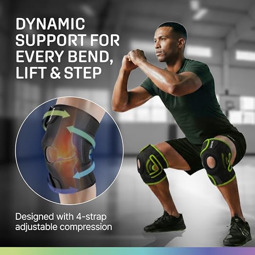 Modvel Knee Brace with Side Stabilizers & Patella Gel Pads for Pain Relief and Joint Support Breathable, Non-Slip Compression Sleeve for Men & Women, Arthritis, Meniscus, ACL Recovery