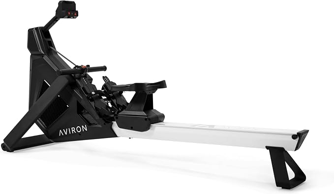 StrongGo Rowing Machine -Compatible with iPad—Dual Air & Magnetic Resistance Up to 100 lbs | Game-Based Workouts, Compact Storage Design
