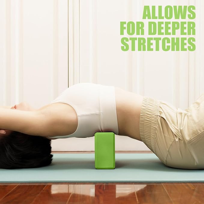 Septo 2 Pcs Yoga Blocks, 9x6x3 Inch Foam Blocks for Pilates | High density EVA foam Yoga Props lightweight non-slip surface for meditation stretching balance training