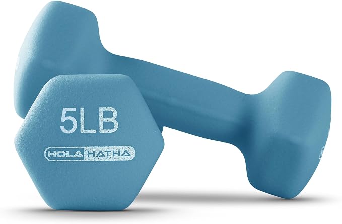 HolaHatha 1, 2 and 3 lb Neoprene Dumbbell Strength Training Weight Set with Rack