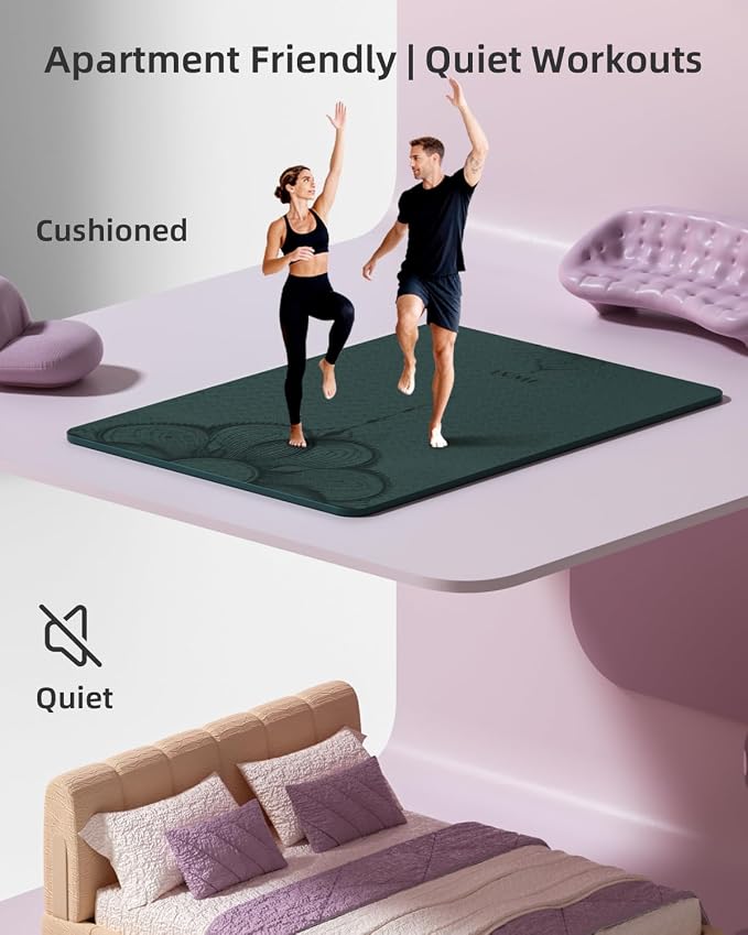 Large Yoga Mat (75.5"x47.6"x0.4"๏ผExtra Wide & Thick 10mm | Non-Slip Exercise Mat, High-Density TPE Mat for Yoga Pilates & Home Gym Workouts