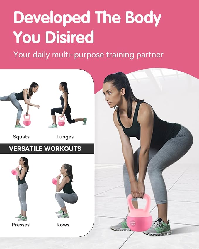 Soft Kettlebell - Cushioned Impact-Resistant Base and Anti-Slip | Kettle bell Anti-Slip Grip Weight for Home Workouts, Safe Strength Training Kettlebells Sets for Women& Men - Non-Slip Gloves