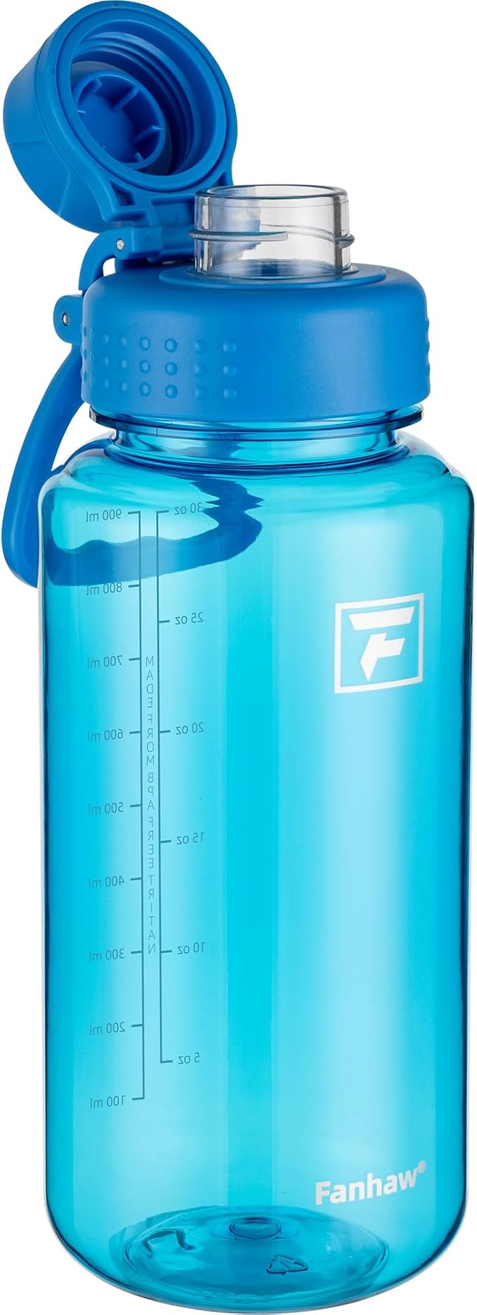 Fanhaw 32 oz Clear BPA-Free Tritan Water Bottle with Fast-Flow Spout Lid, BPA-Free & Leak-Proof Wide-Mouth Reusable Bottle for Gym, School & Office, Back to School Essentials (Classic Blue)