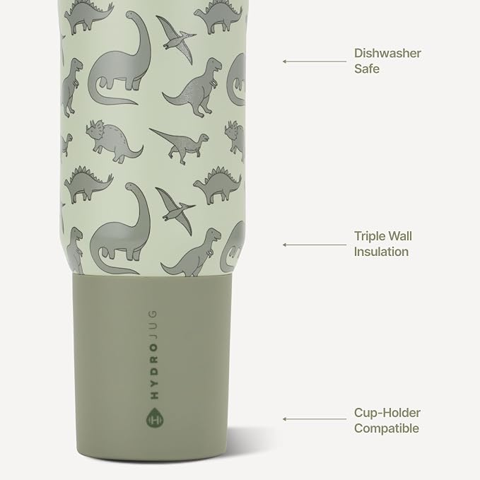 HydroJug Sport 20 oz Insulated Stainless Steel Water Bottle, Dinosaur