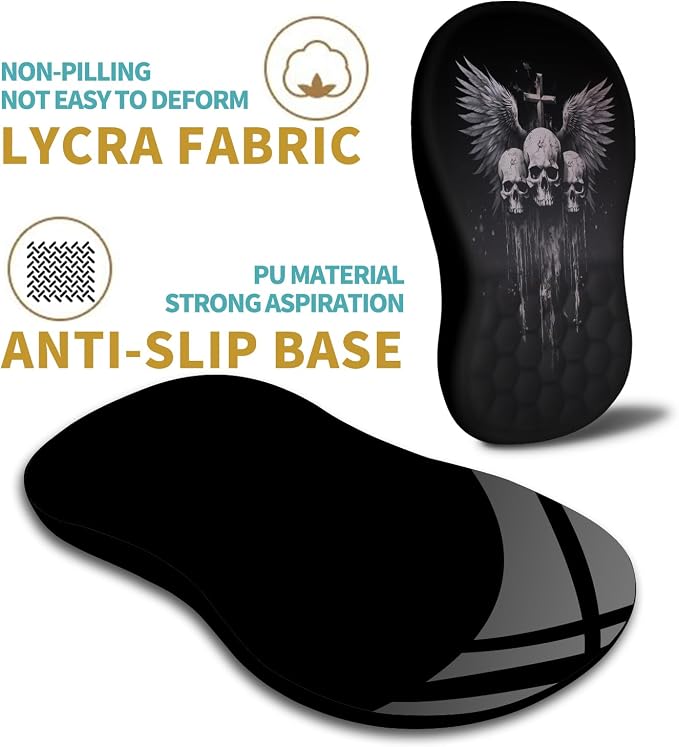 Hokafenle Ergonomic Mouse Pad Wrist Support with Massage Design, Wrist Rest Pain Relief Mousepad with Memory Foam&Non-Slip PU Base, Mouse Pads for Wireless Mouse & Desk (12x8 inch,Demon Angel)