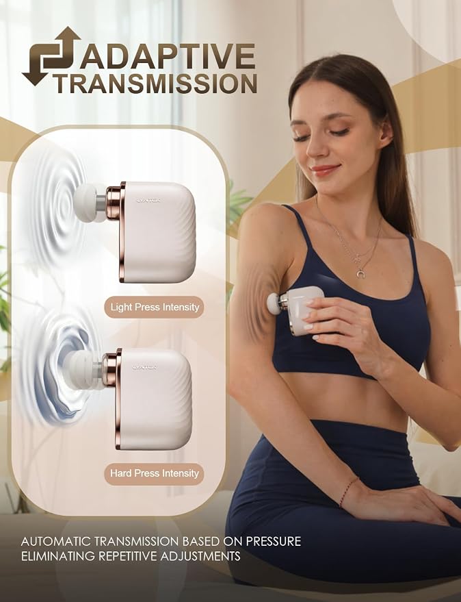 Mini Massage Gun - Small Handheld Muscle Massager with Percussion Deep Tissue, 5 Adjustable Vibration Frequency & 3 Interchangeable Heads - Portable Pocket Massage Gun for Gym, Travel, Office