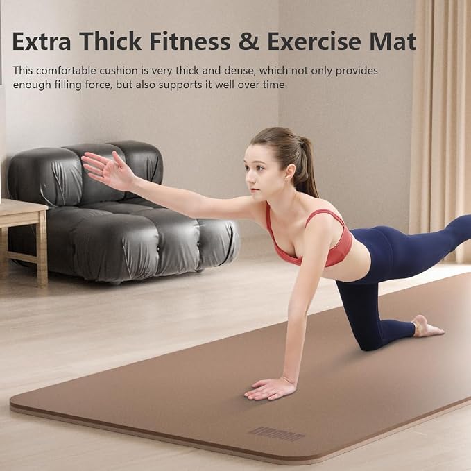 Wide Yoga Mat-80cm Extra Thick 1/3'' Fitness Exercise Mat Carry Strap