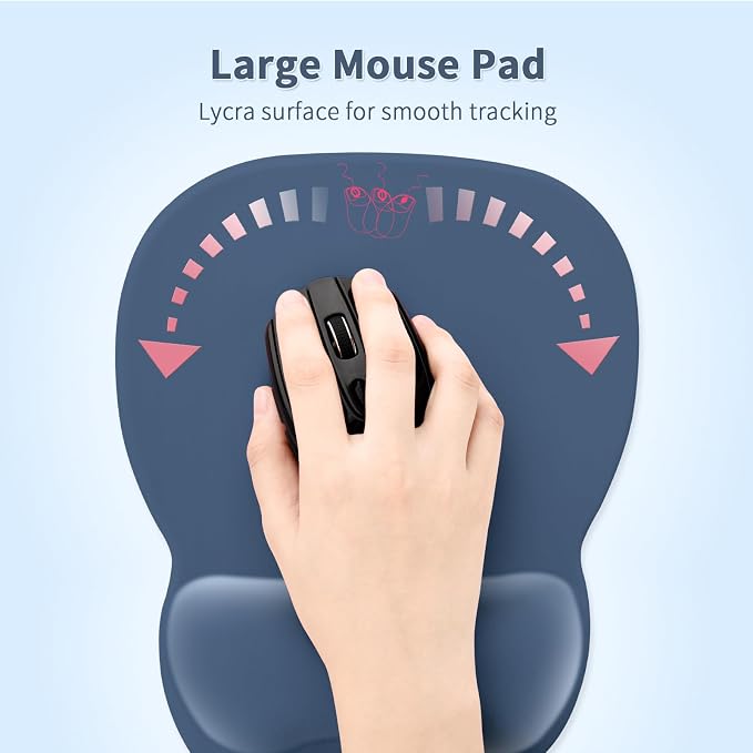 EooCoo Ergonomic Mouse Pad with Wrist Rest, Memory Foam Support Mousepad | Non-Slip Base for Computer, Cafe, Home & Office, 9.64 x 8.26 in Office Desk Accessories, Carpal Tunnel Relief
