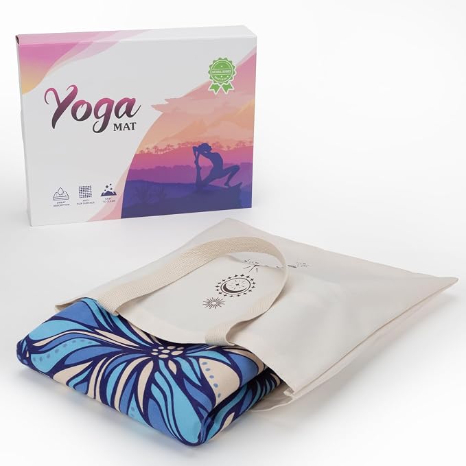 Travel Suede Yoga Mat 1.5mm Thick Non Slip Foldable Lightweigh Sweat Absorbent Exercise Mat for Hot Yoga Pilates Home Gym Outdoor, 72"L x 24"W, 3 lbs