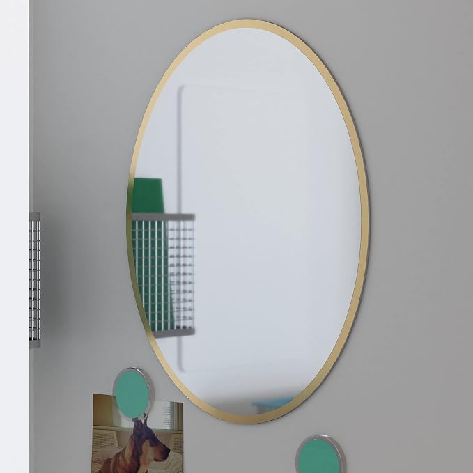 U Brands Magnetic Gold Locker Mirror, 5.5” x 7”