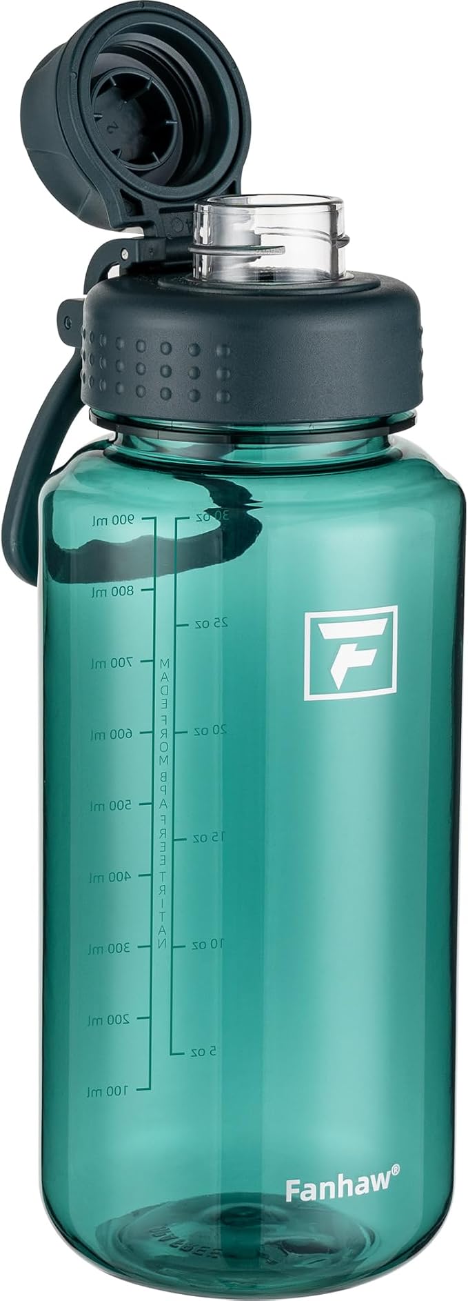 Fanhaw 32 oz Clear BPA-Free Tritan Water Bottle with Fast-Flow Spout Lid, BPA-Free & Leak-Proof Wide-Mouth Reusable Bottle for Gym, School & Office, Back to School Essentials (Dark Green)