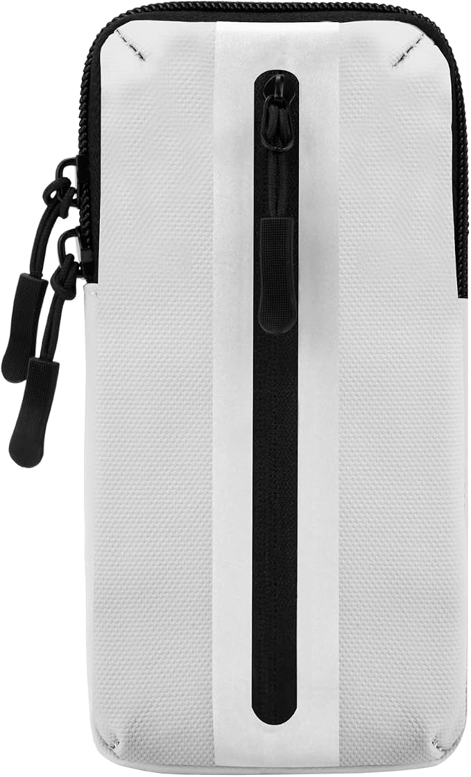 Prime Comfort Running Phone Holder Armband, iPhone Arm Bands for Exercise, Running Arm Bands for Cell Phone, Phone Purse Cell Phone Holder for Walking (White)